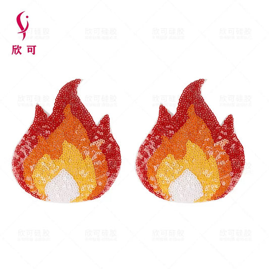 Fire Glittery Nipple Covers