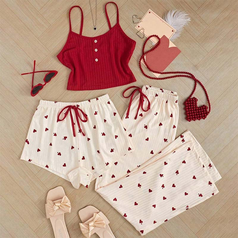 Sexy Heart Cropped Set - Three Pieces Set -