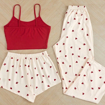 Sexy Heart Cropped Set - Three Pieces Set -