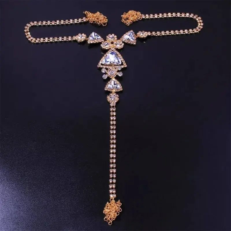 Crystal Rhinestone Designer Chain Thong