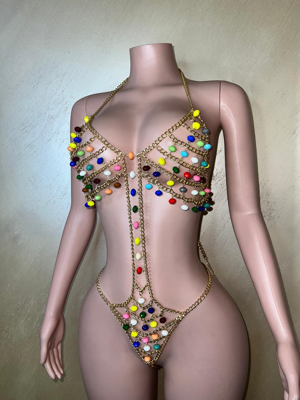 Colorful Bikini Body Chain with Beads