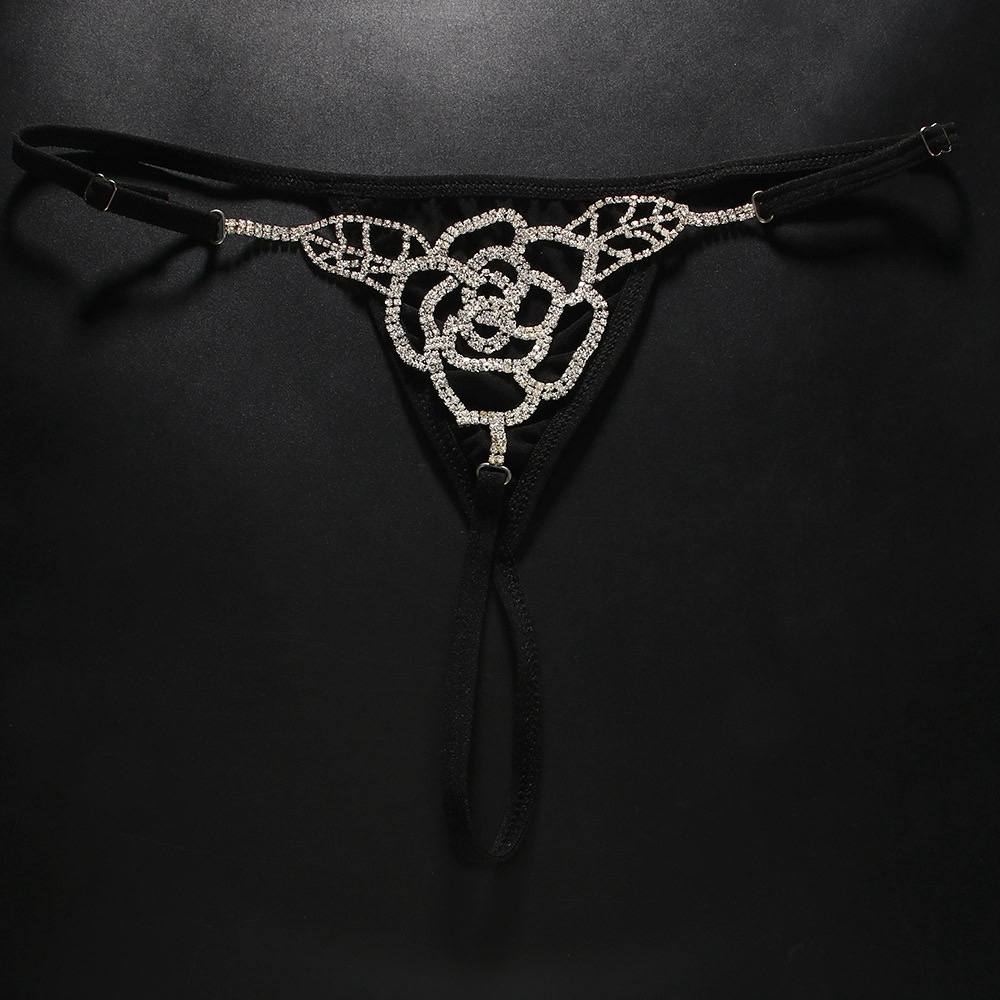 Flower Rhinestone Thong